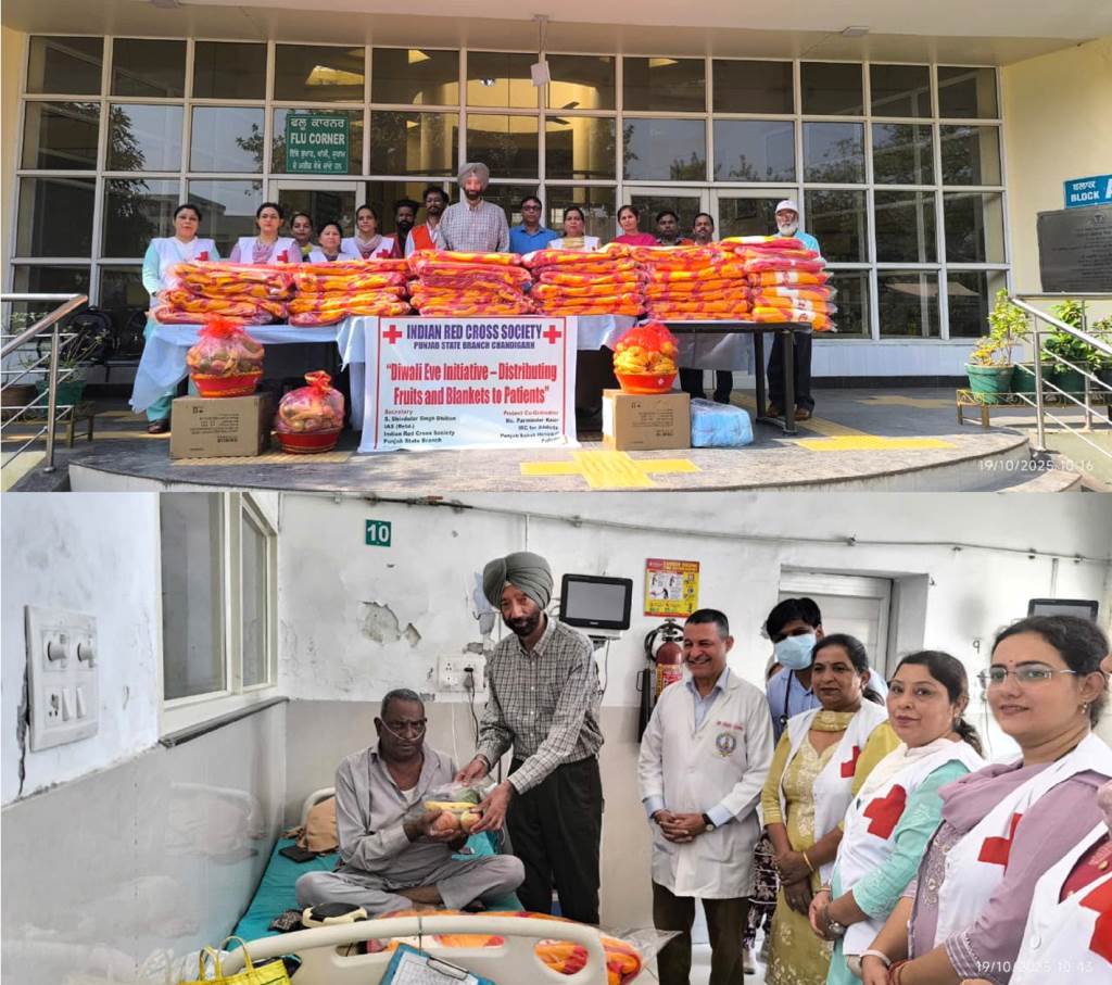 Punjab Red Cross and DeAddiction Center celebrated Diwali by distributing blankets and fruits to patients